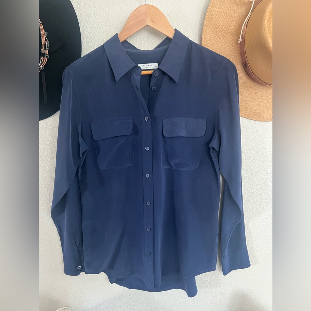 EQUIPMENT Silk Button Down Blouse - Navy